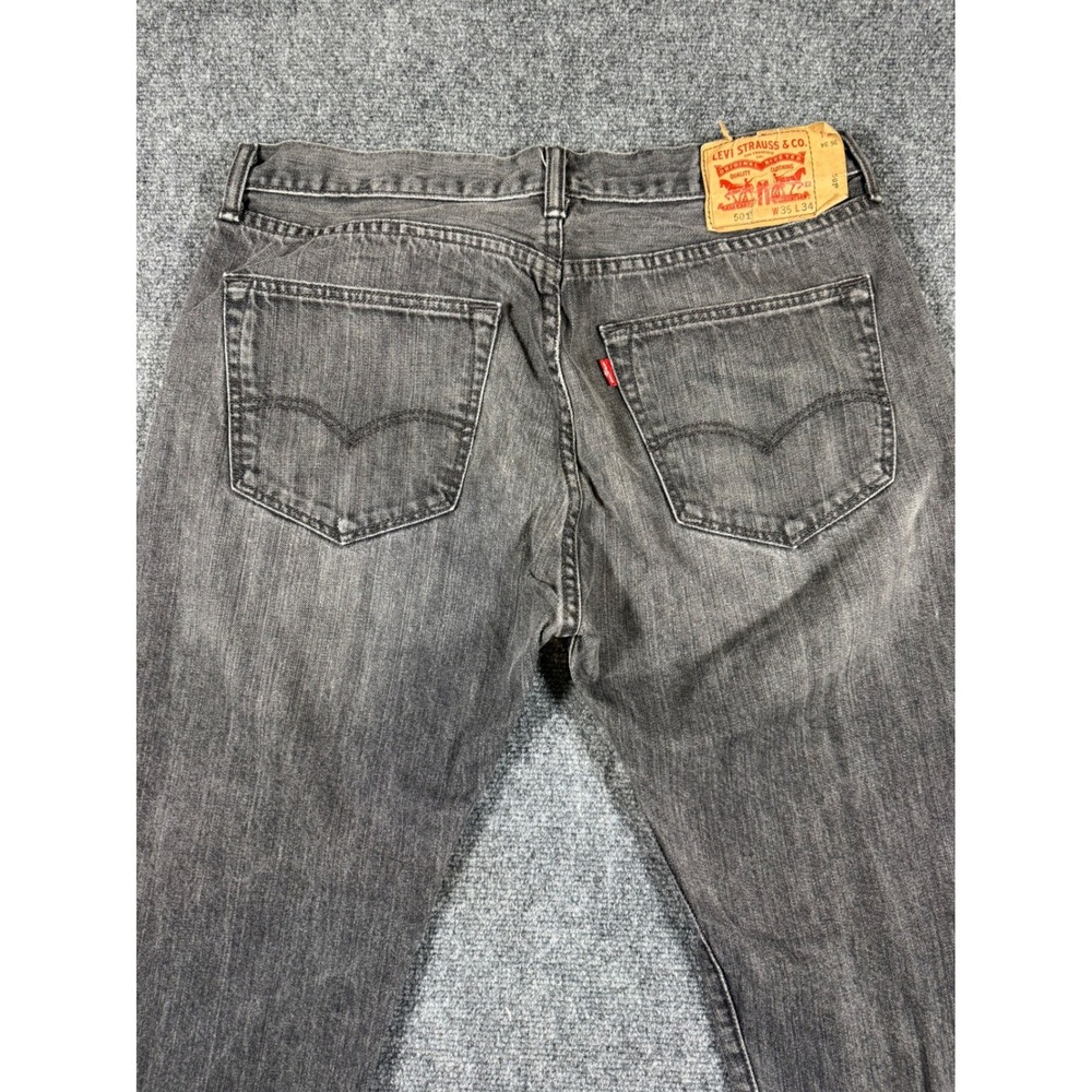 Levi's Jeans Mens 36x34 501 Gray Wash Straight Leg Button Fly Faded Y2K Punk - Picture 9 of 11